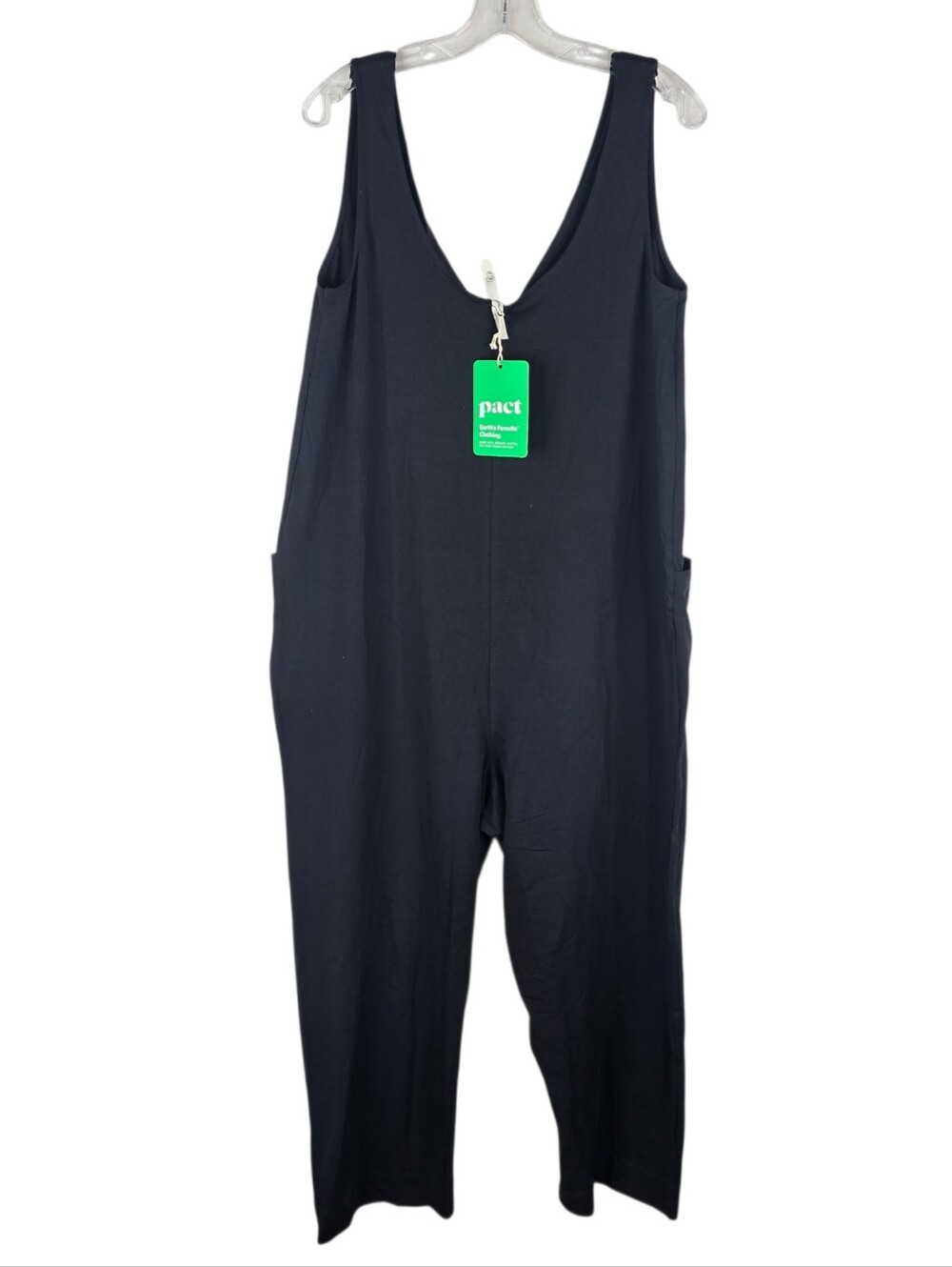 PACT All The Ease Jumpsuit Black Size XL X-Large Relaxed Fit Organic Cotton